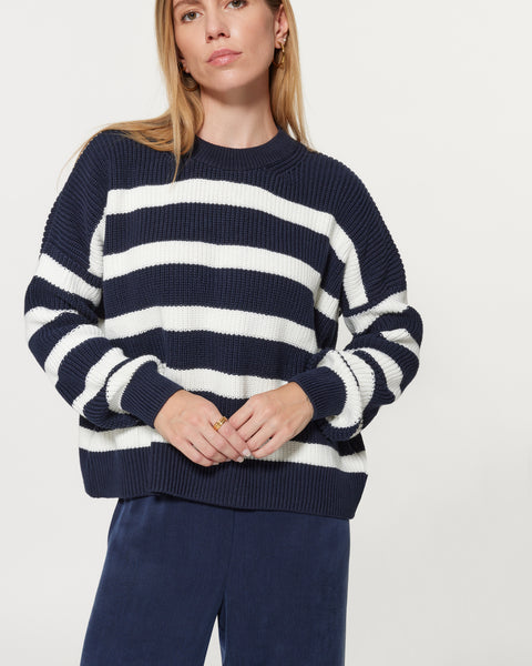 Berta Knitted Jumper Navy White