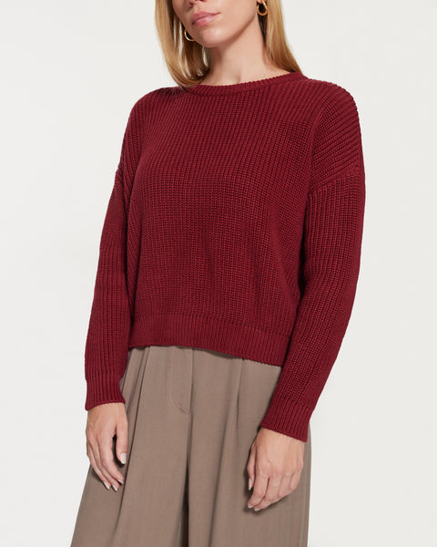 Bobbie Cropped Knitted Jumper Ruby