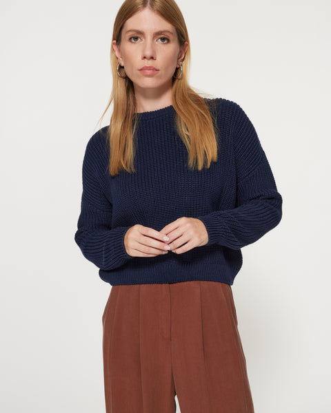 Bobbie Cropped Knitted Jumper Navy