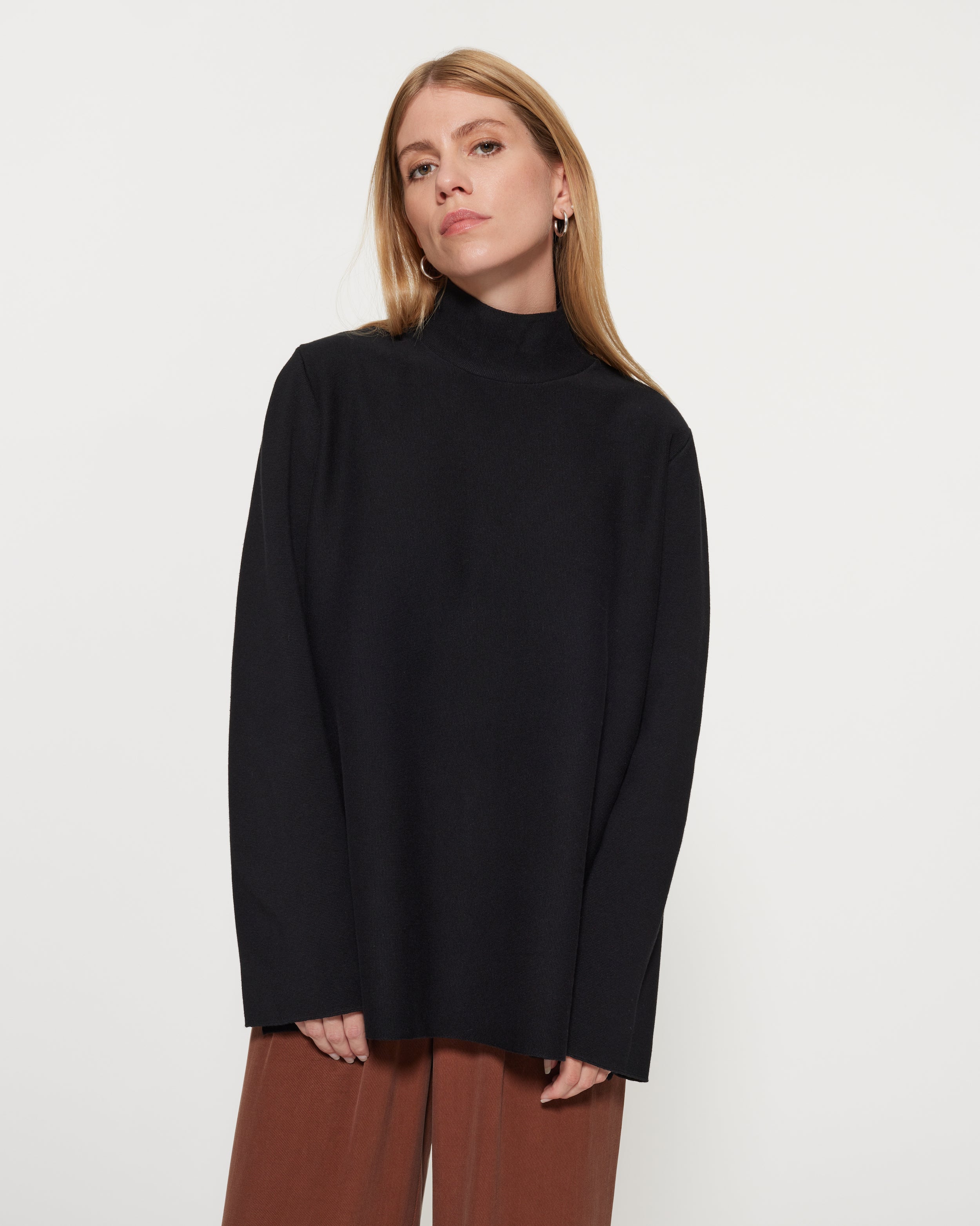 Women's black cotton turtleneck on sale sweater