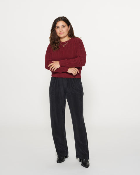 Bobbie Cropped Knitted Jumper Ruby