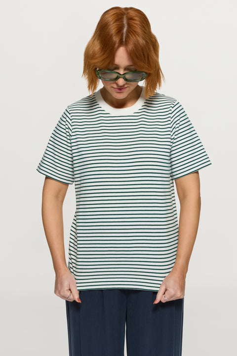 Basic Heavyweight T-Shirt Striped White Green