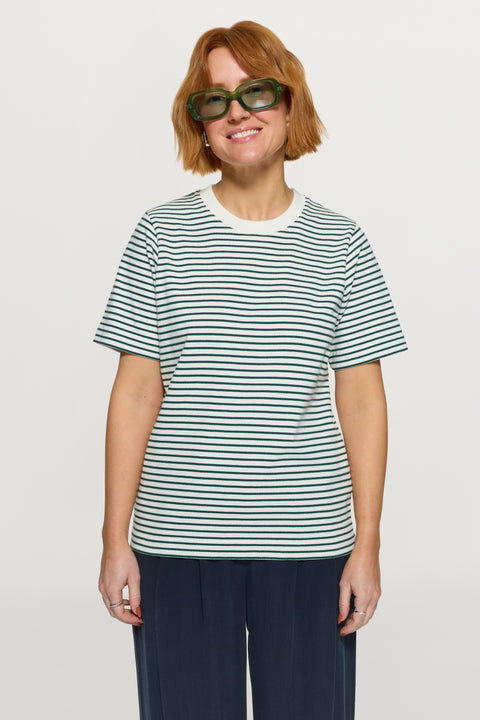 Ida Heavyweight T-Shirt Striped White Green