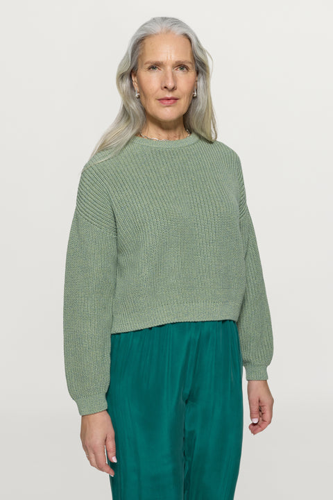 Mouline Cropped Knitted Jumper Multi Green