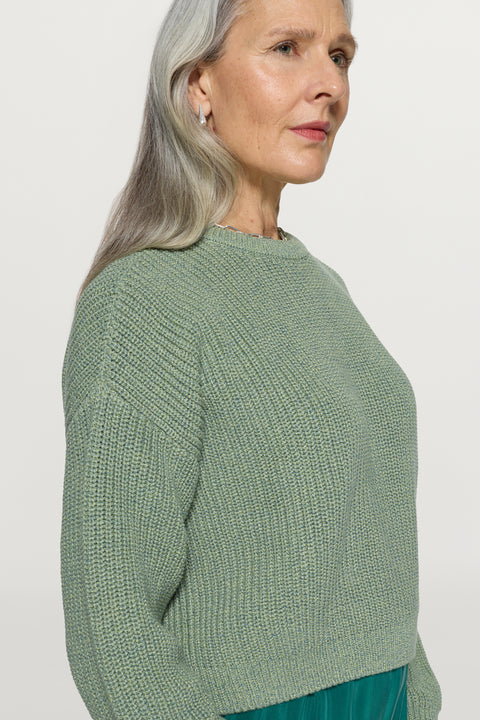 Mouline Cropped Knitted Jumper Multi Green