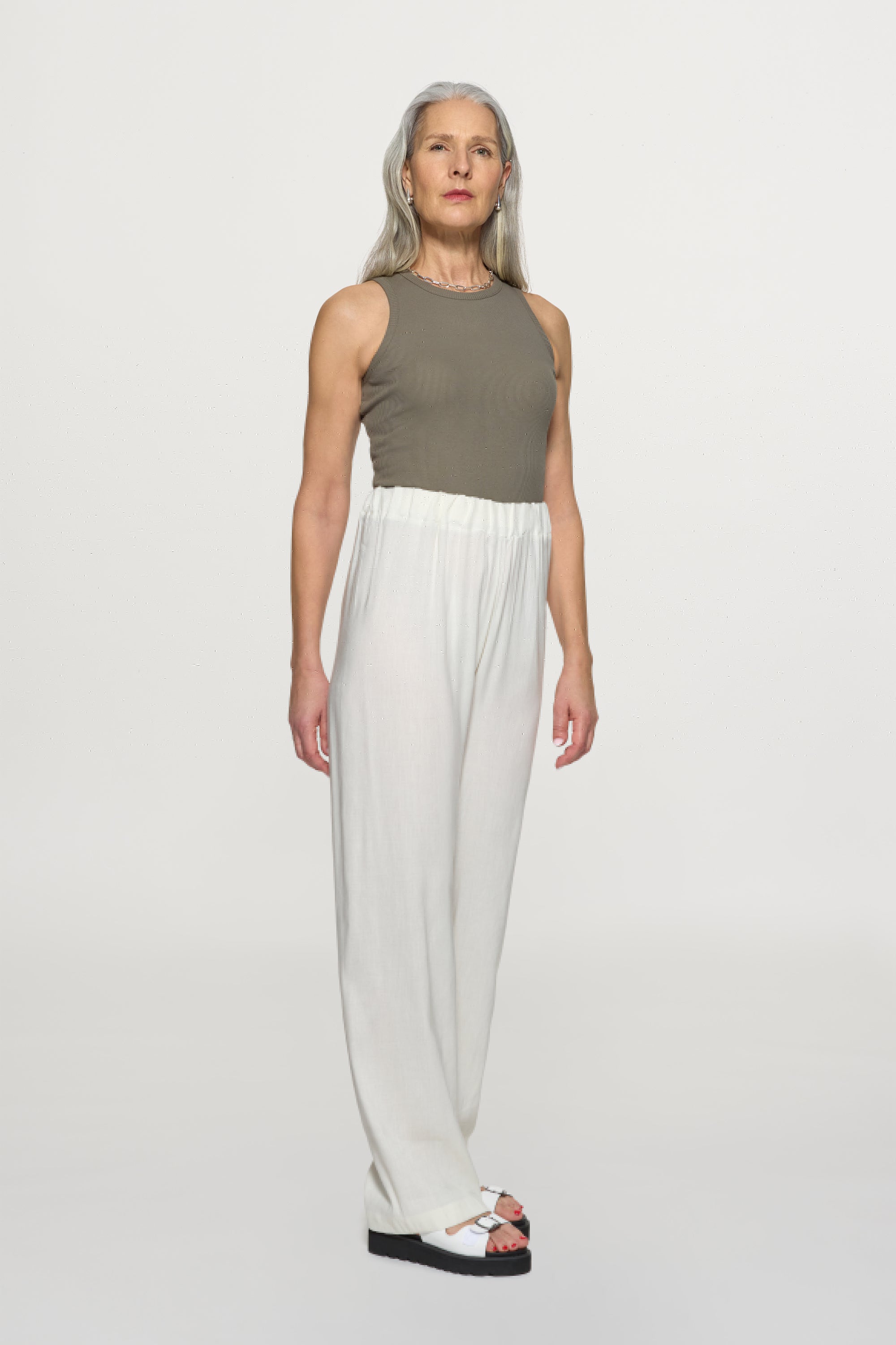 Ella Linen Pants Off White