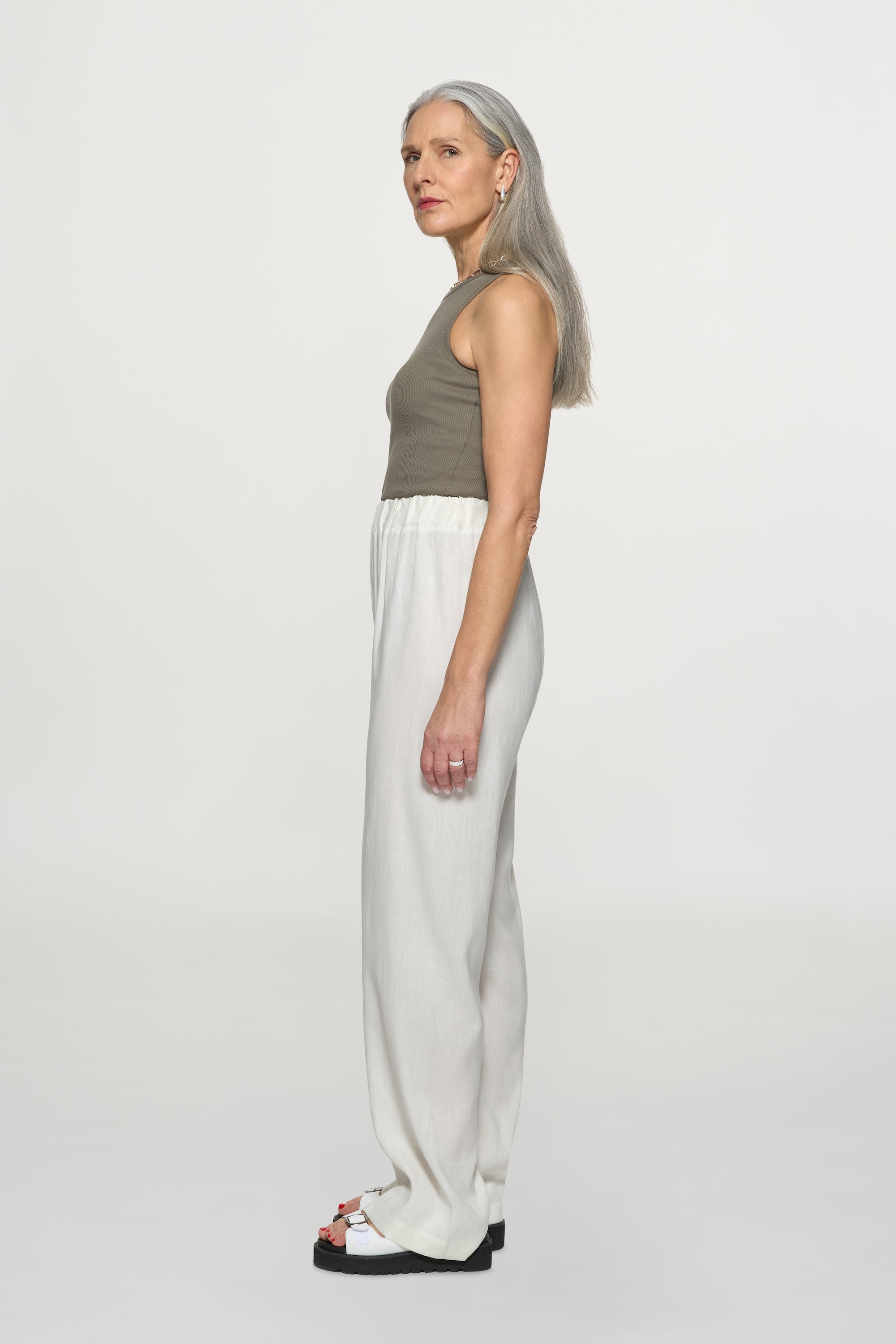 Ella Linen Pants Off White
