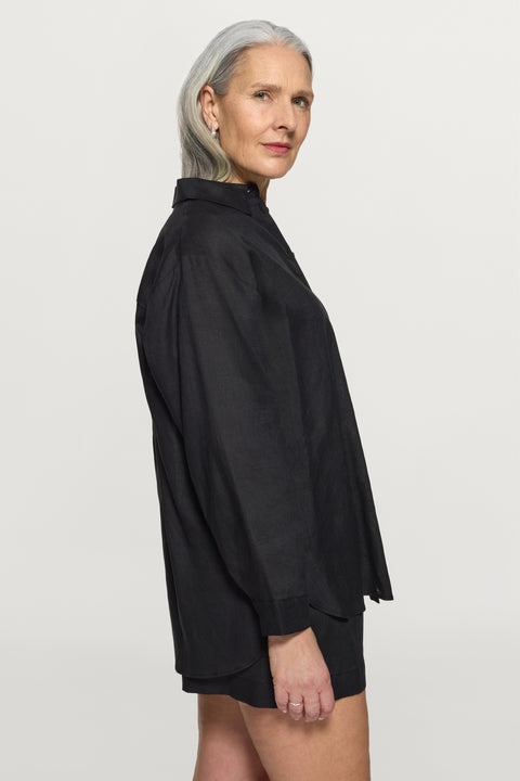 Jane Linen Shirt Black