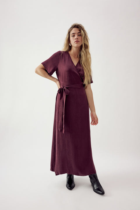 Jaqi Wrap Dress Aubergine