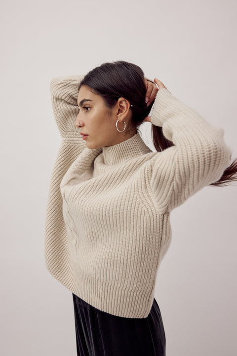 Farah Funnel Neck Sweater Taupe