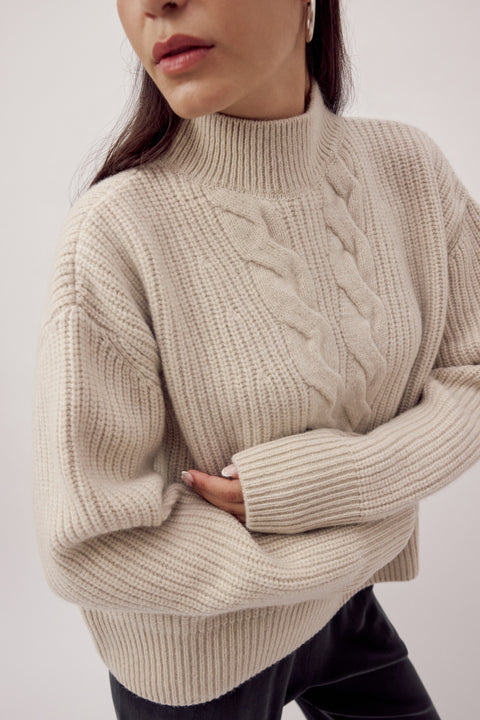 Farah Funnel Neck Sweater Taupe