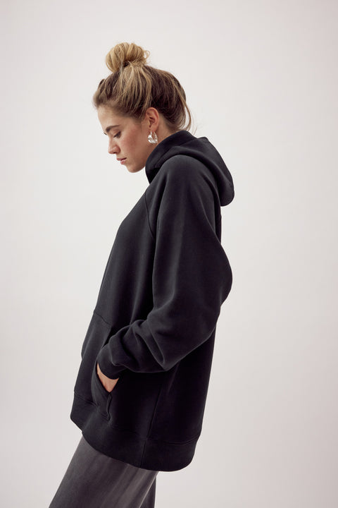 Agi Organic Cotton Hoodie Black