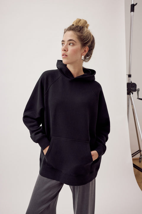 Agi Organic Cotton Hoodie Black