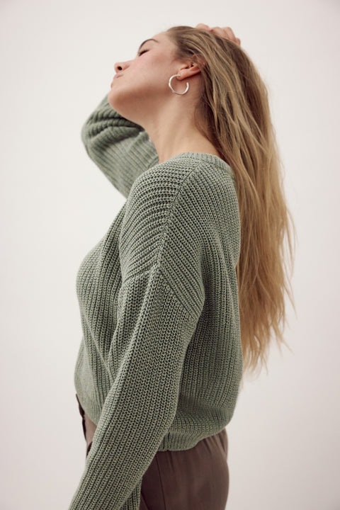 Mouline Cropped Knitted Jumper Multi Green