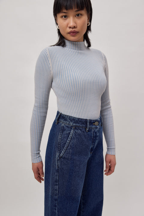 Asma Rib Turtleneck Light Stripe