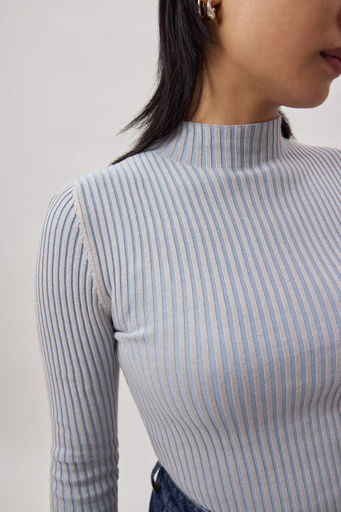 Asma Rib Turtleneck Light Stripe