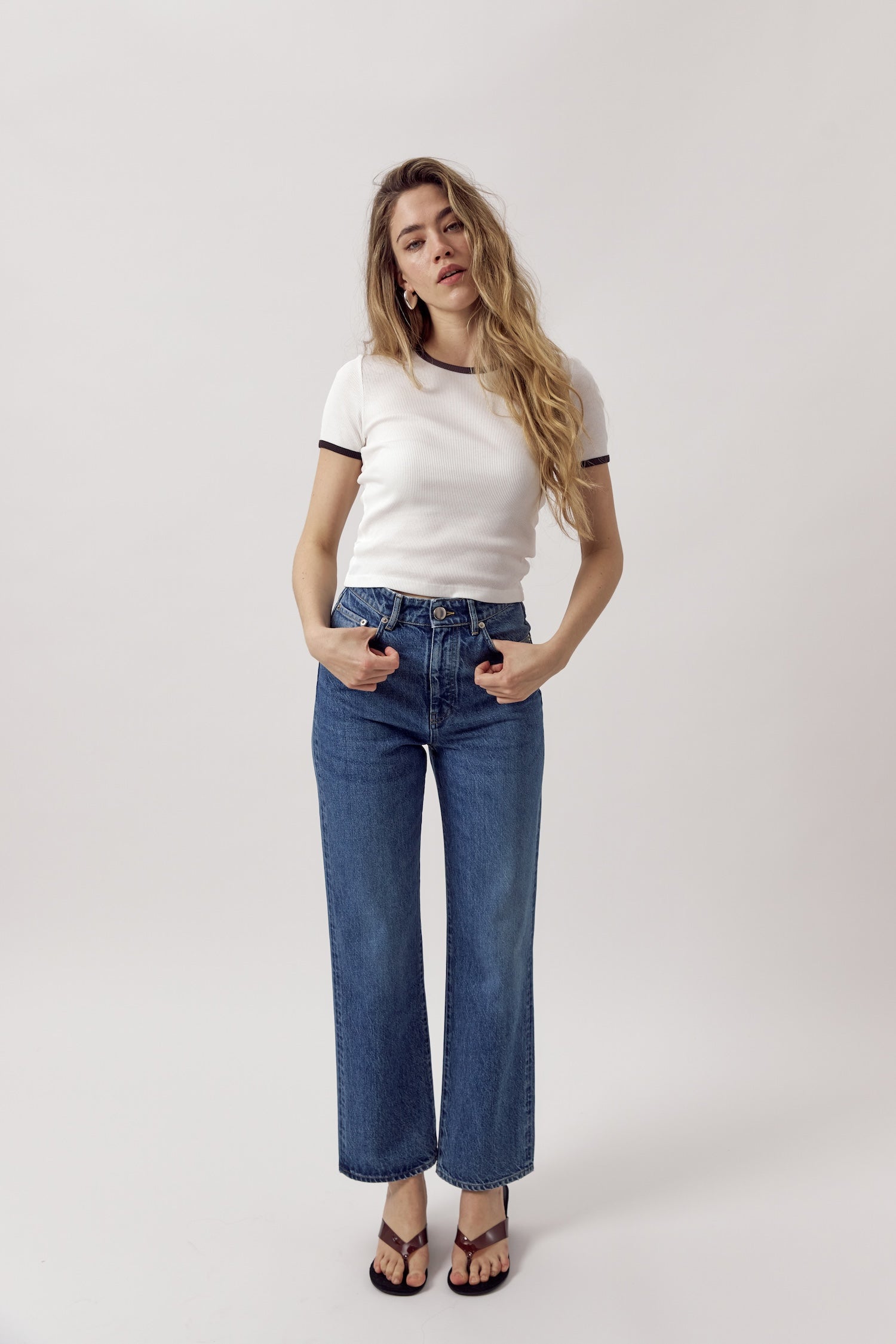 Valentina Rib Tee Cocoa Contrast