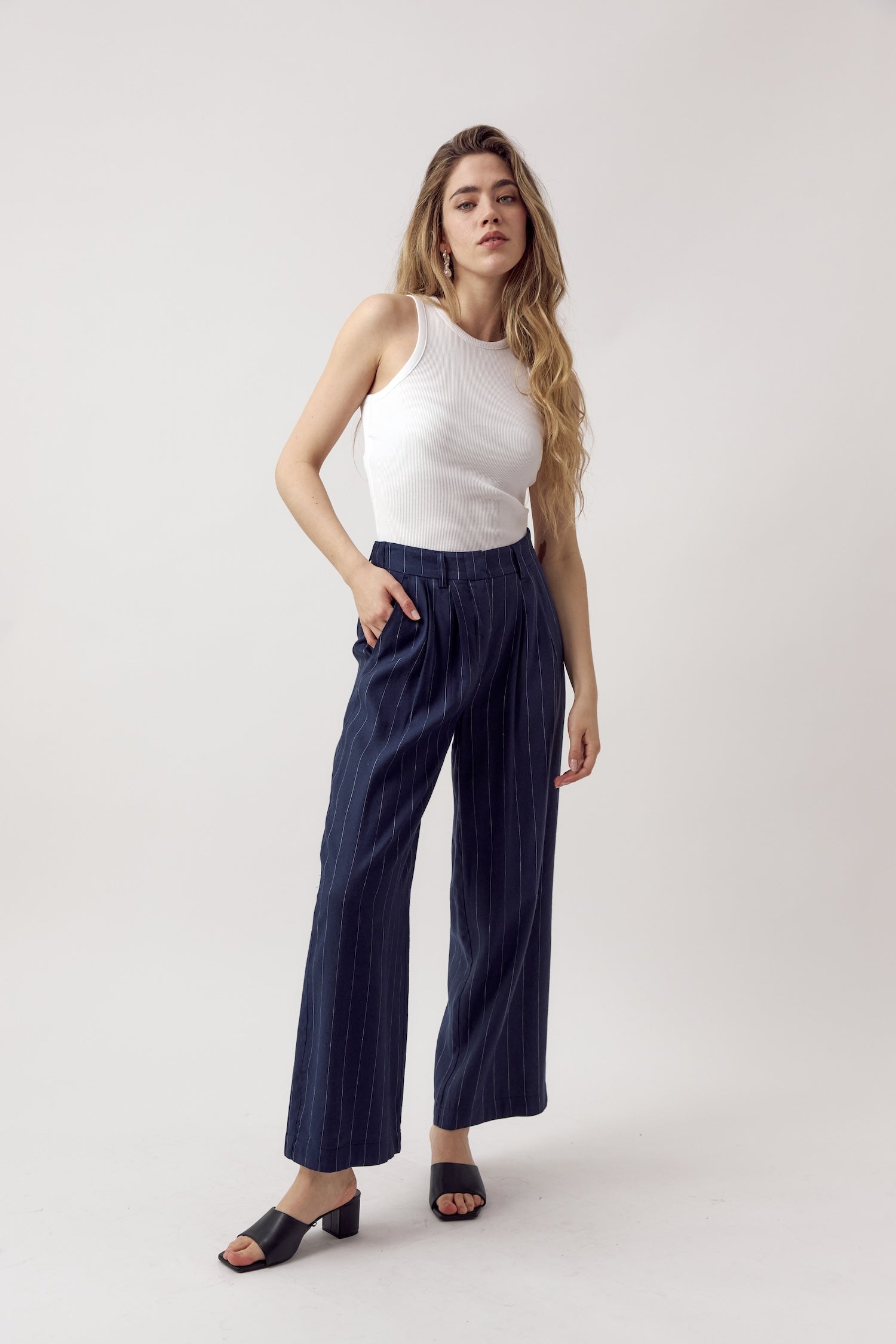 Larry Pants Pinstripe Navy