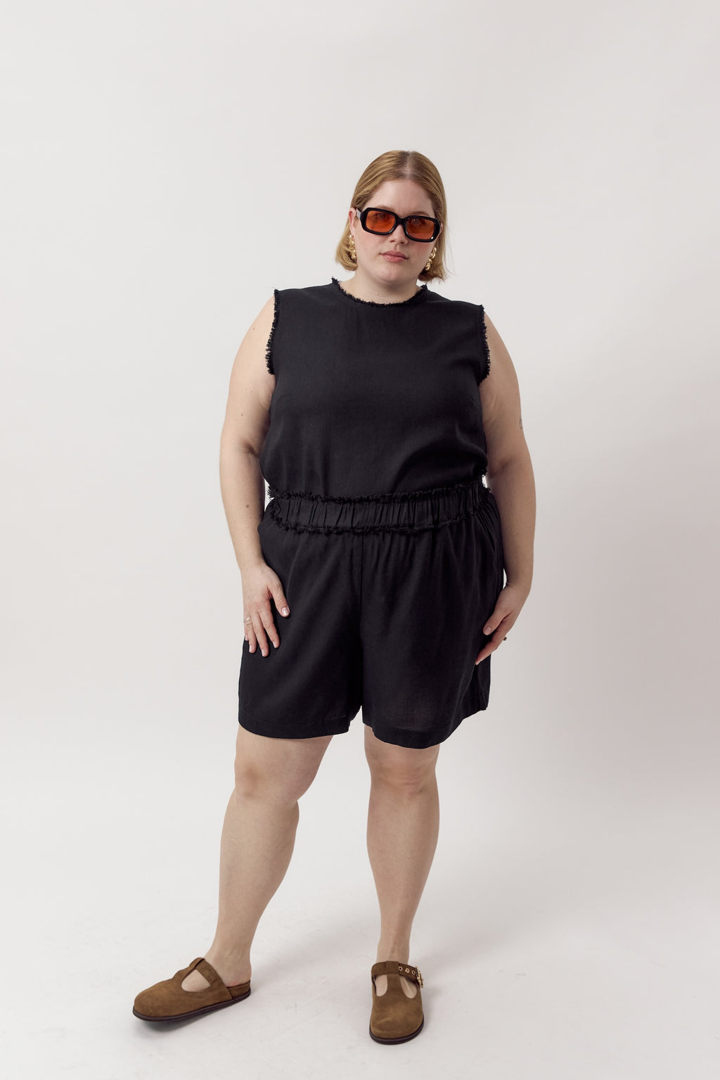 Esra Fringe Shorts Black