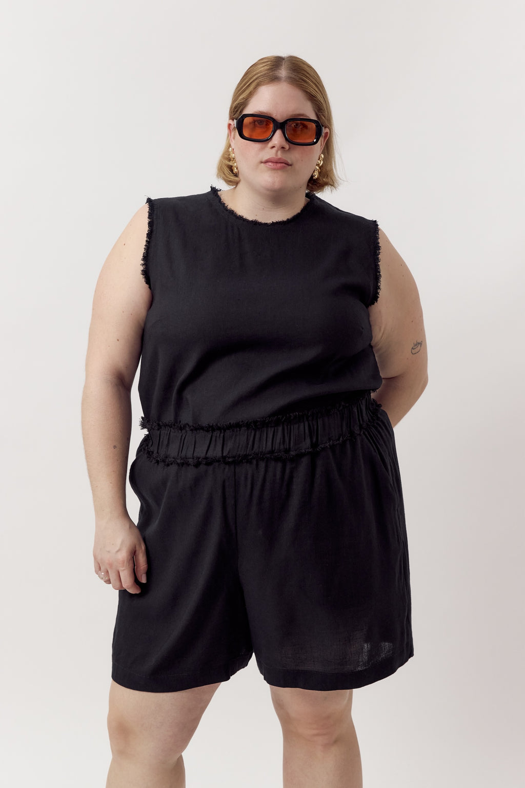 Esra Fringe Top Black