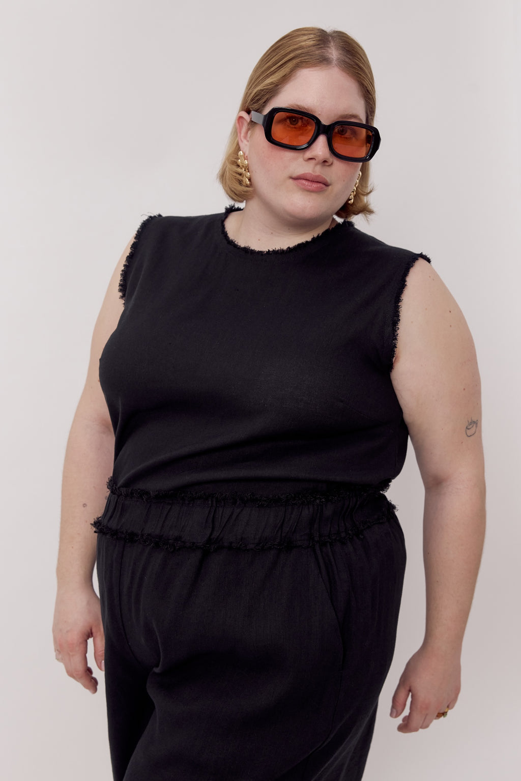 Esra Fringe Top Black