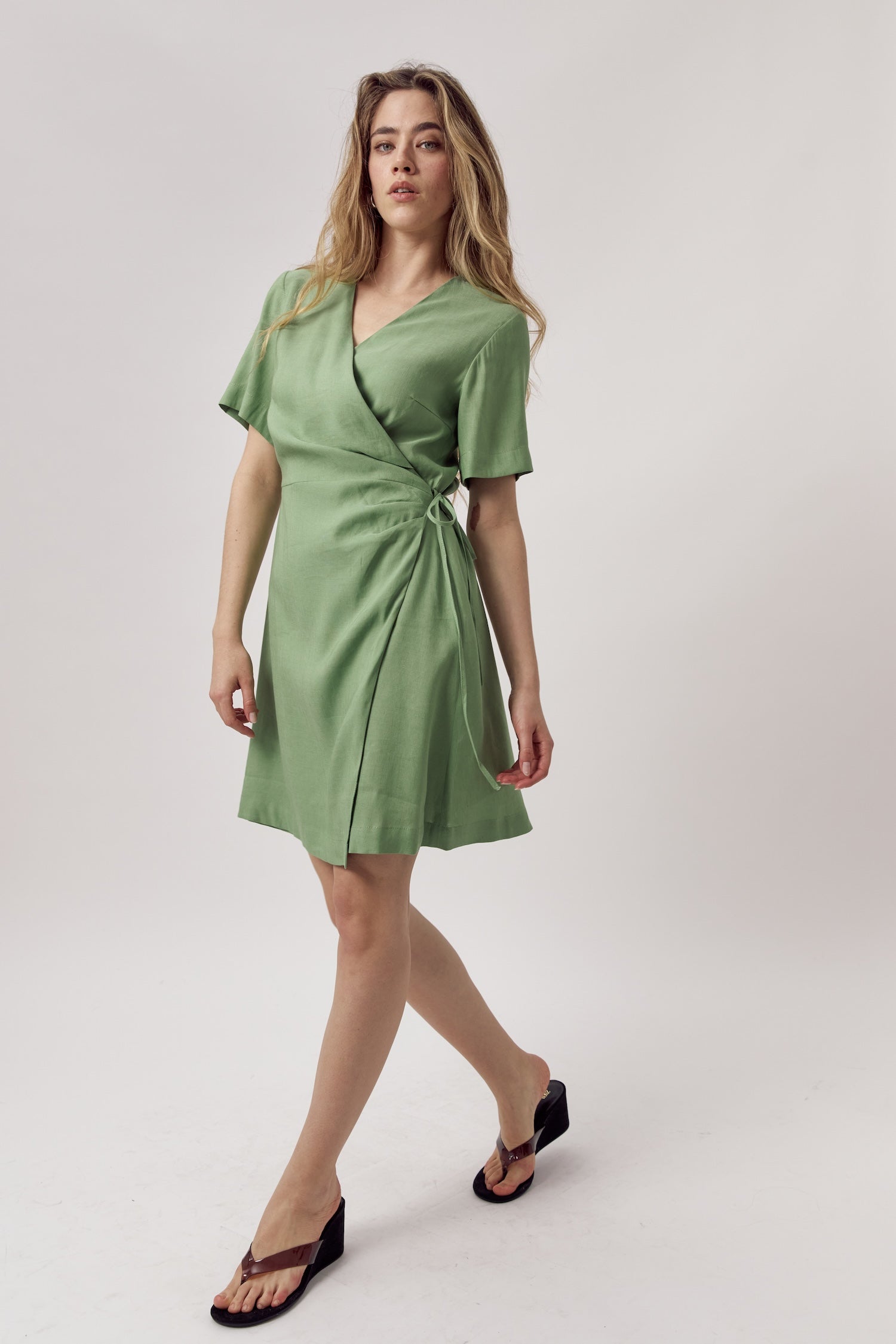 Josi Wrap Dress Soft Green