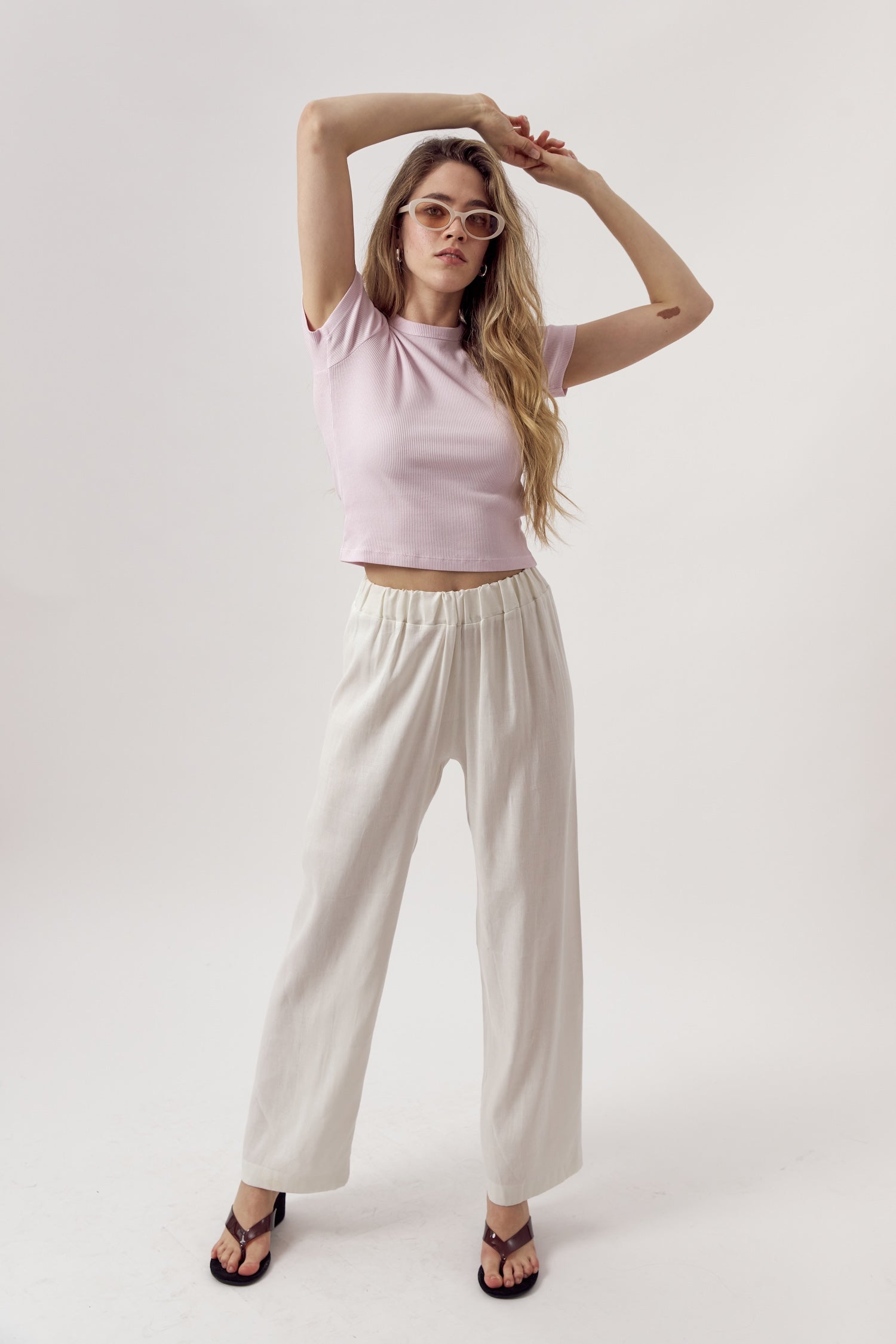 Ella Linen Pants Off White