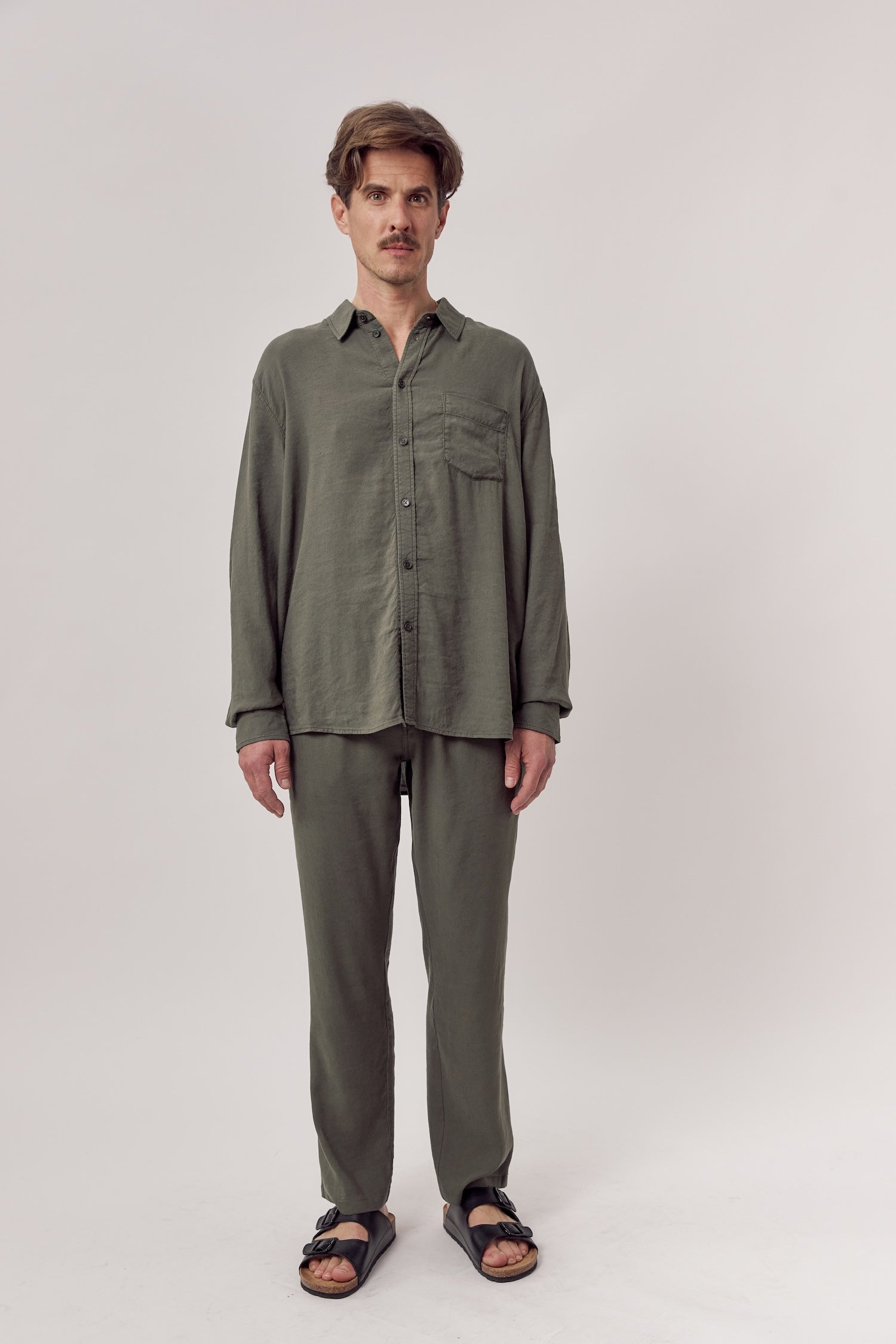 Navid Linen Blend Shirt Dusty Olive