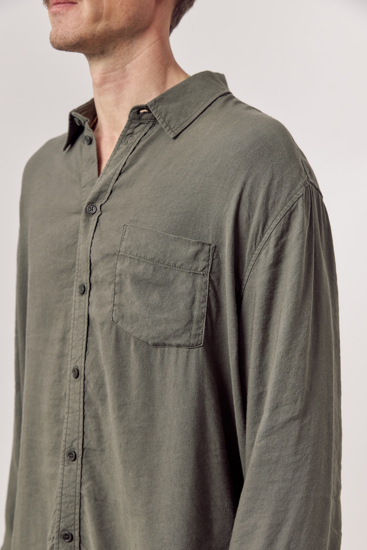 Navid Linen Blend Shirt Dusty Olive
