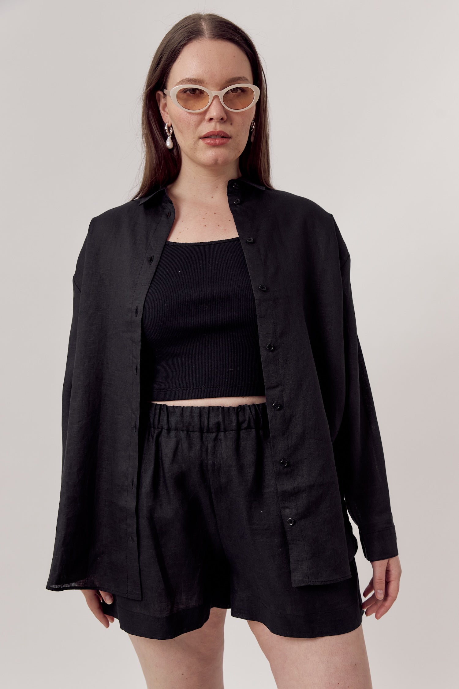 Jane Linen Shorts Black