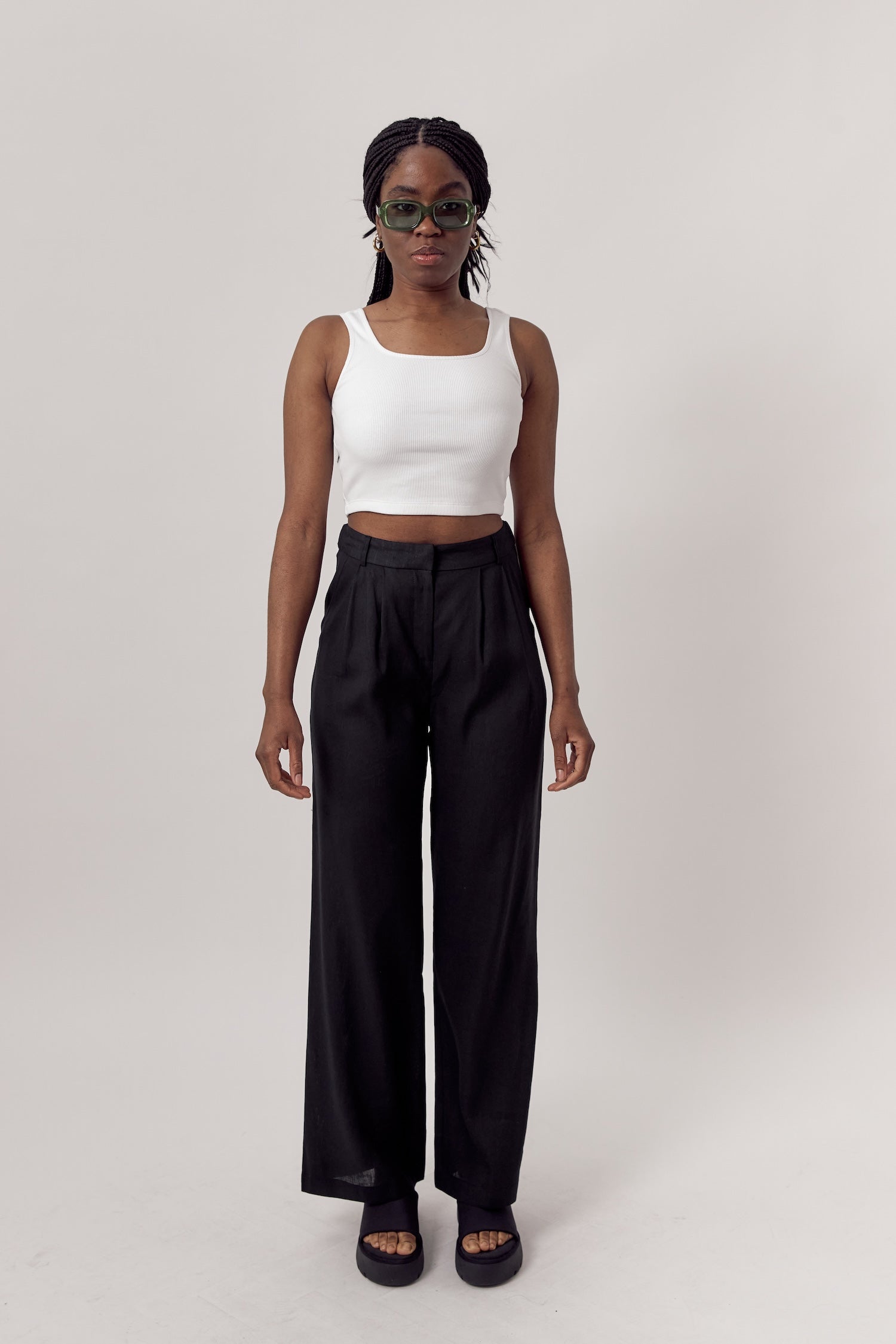 Larry Linen Pants Black