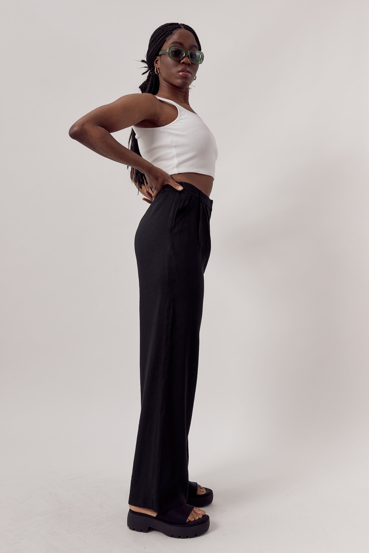 Larry Linen Pants Black