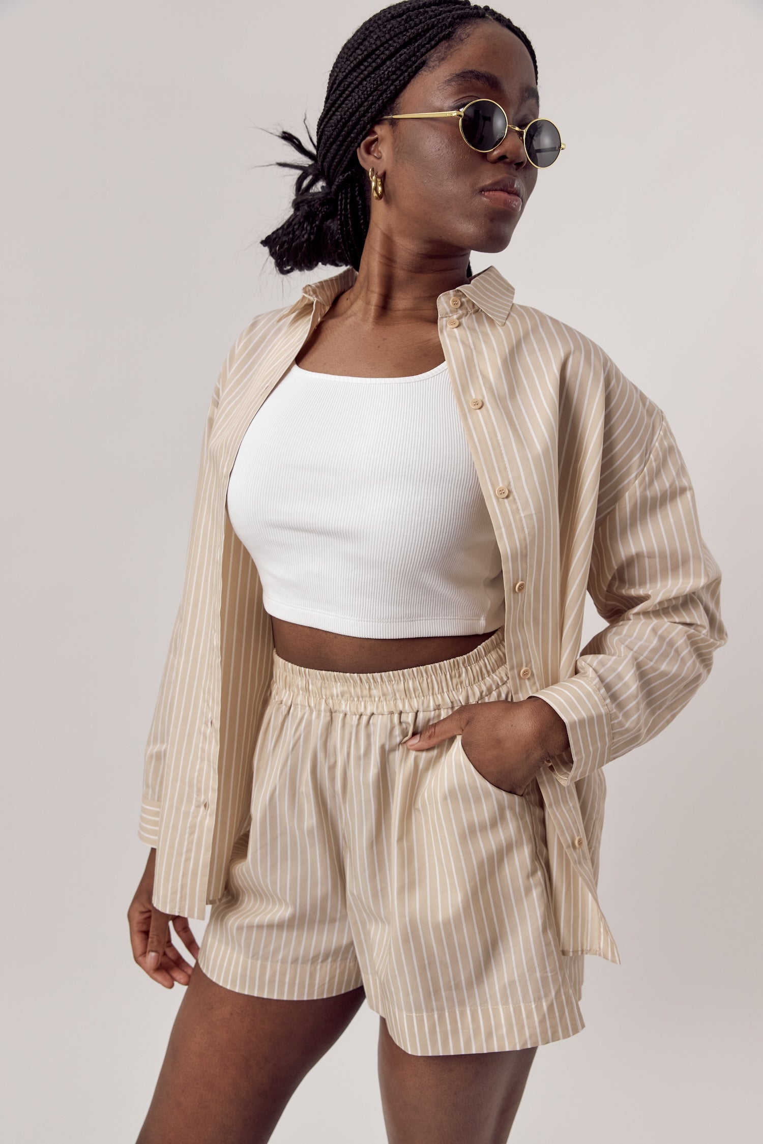 Jane Cupro Shorts Beige White