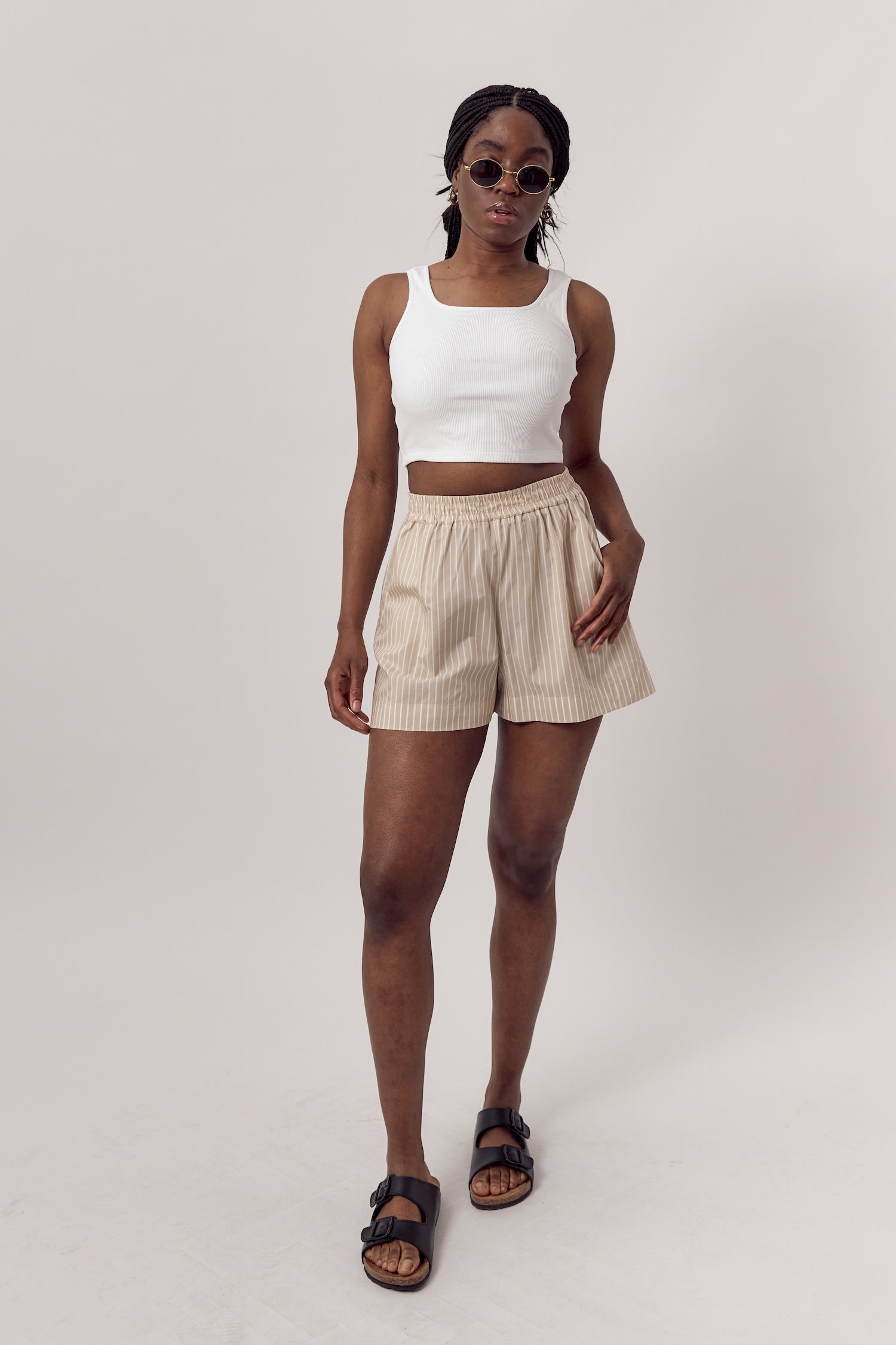 Jane Cupro Shorts Beige White