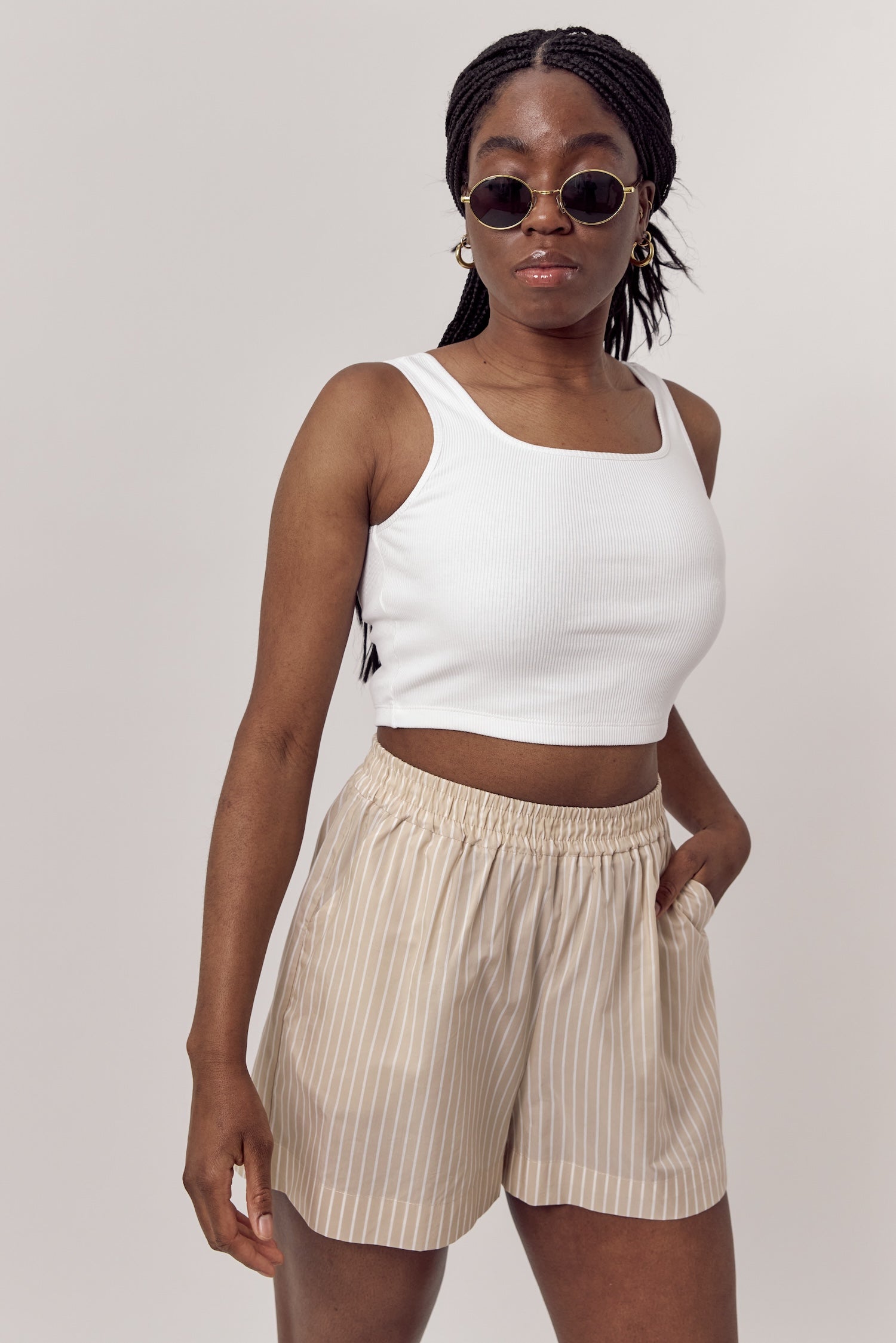 Jane Cupro Shorts Beige White
