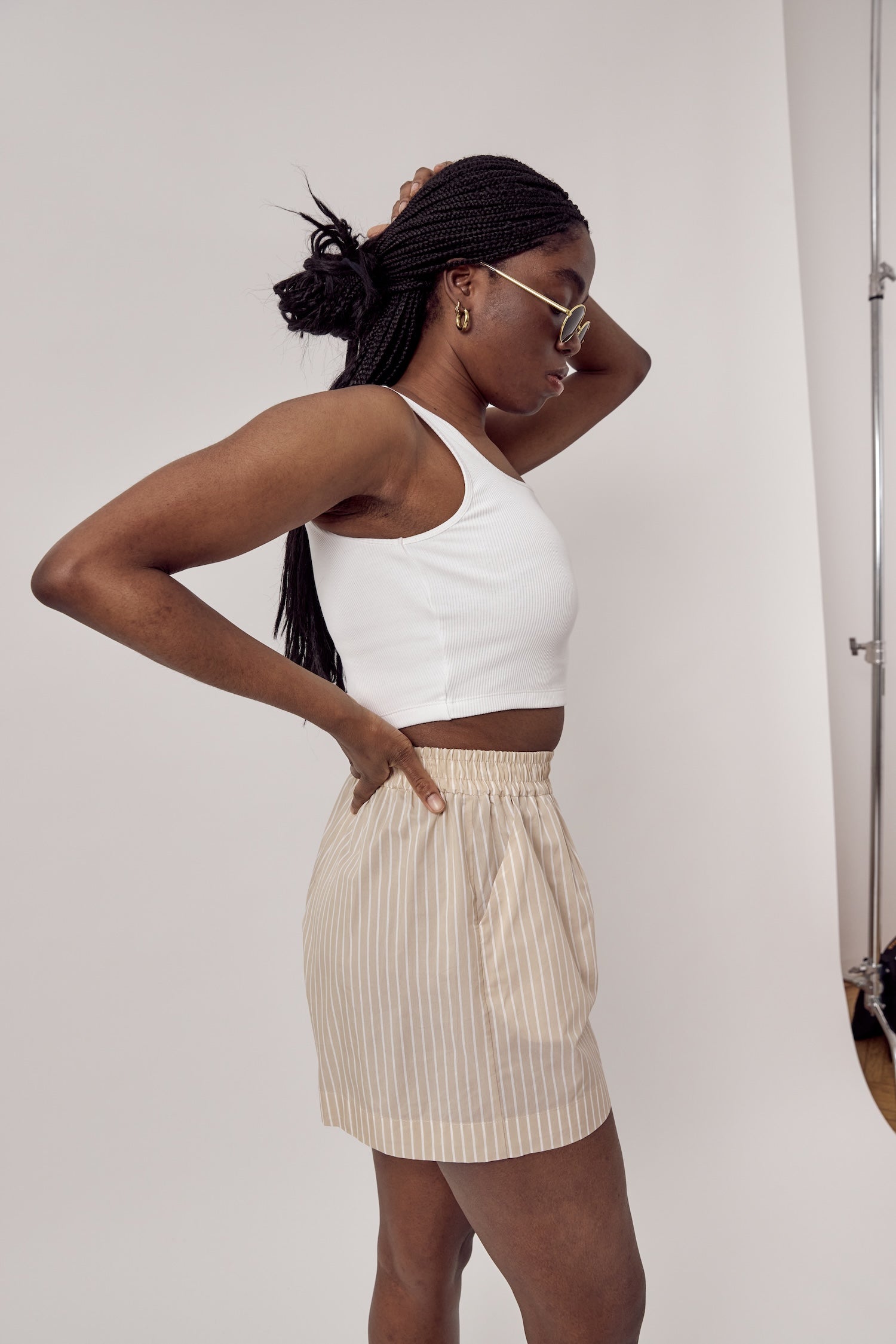 Jane Cupro Shorts Beige White