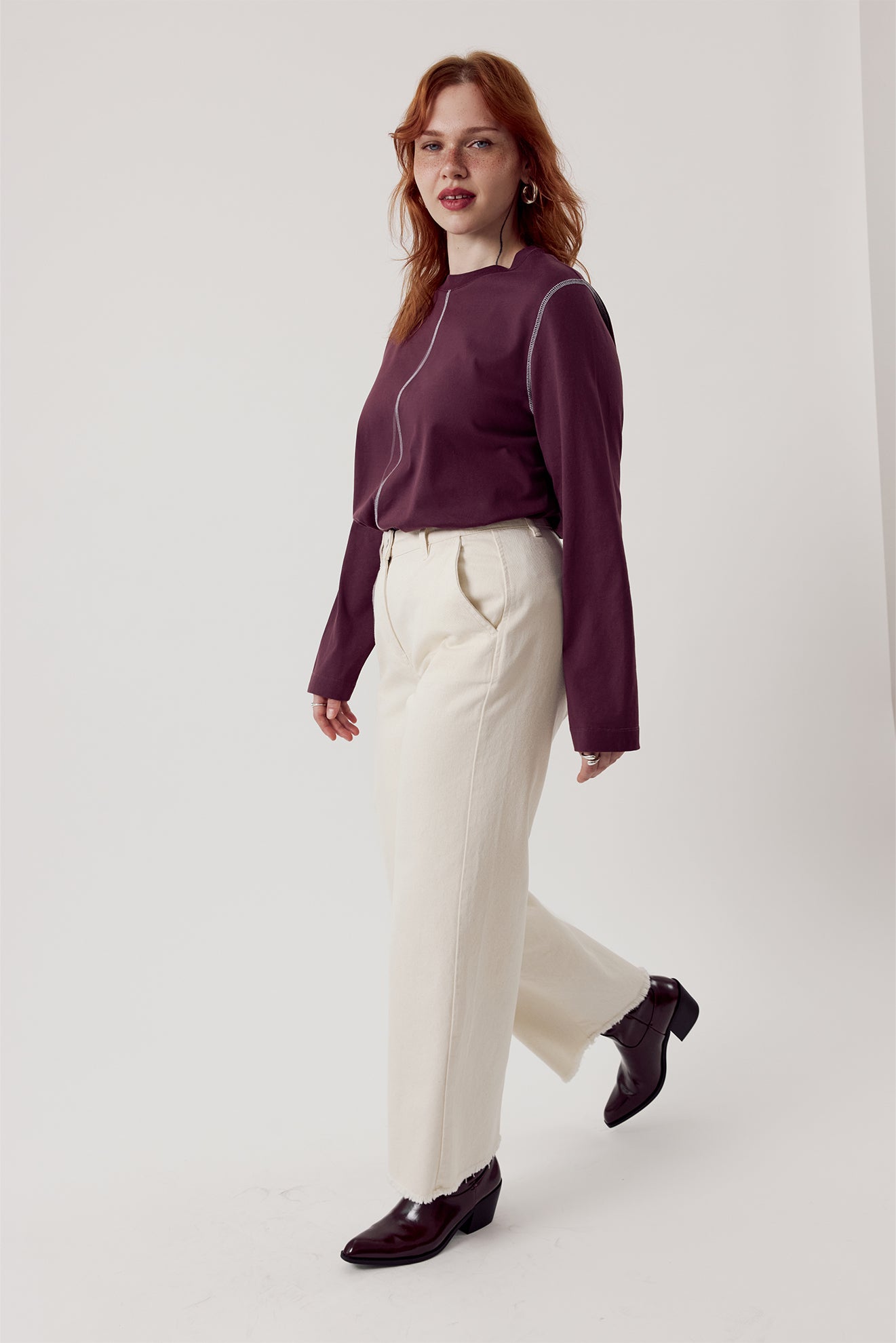 Basic Wide Leg Jeans Ecru