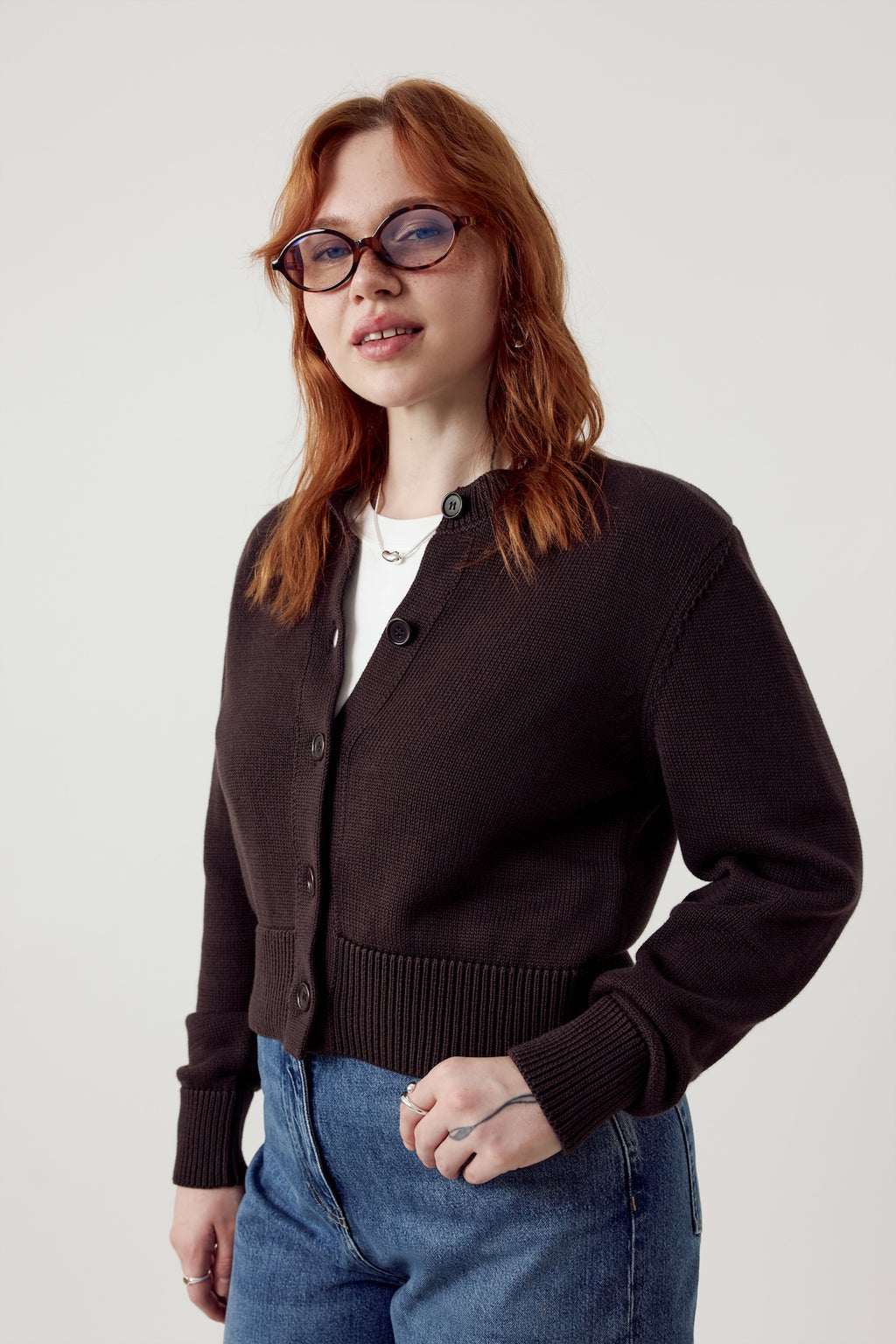 Louie Organic Cotton Cardigan Dark Chocolate