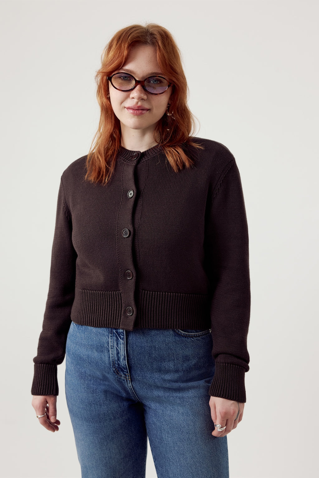 Louie Organic Cotton Cardigan Dark Chocolate