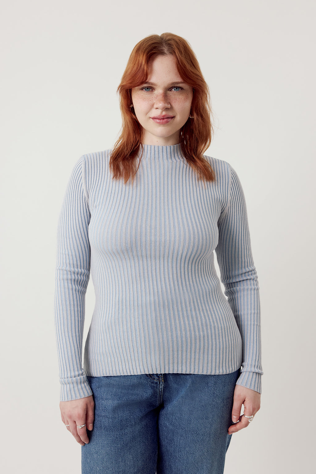Asma Rib Turtleneck Light Stripe