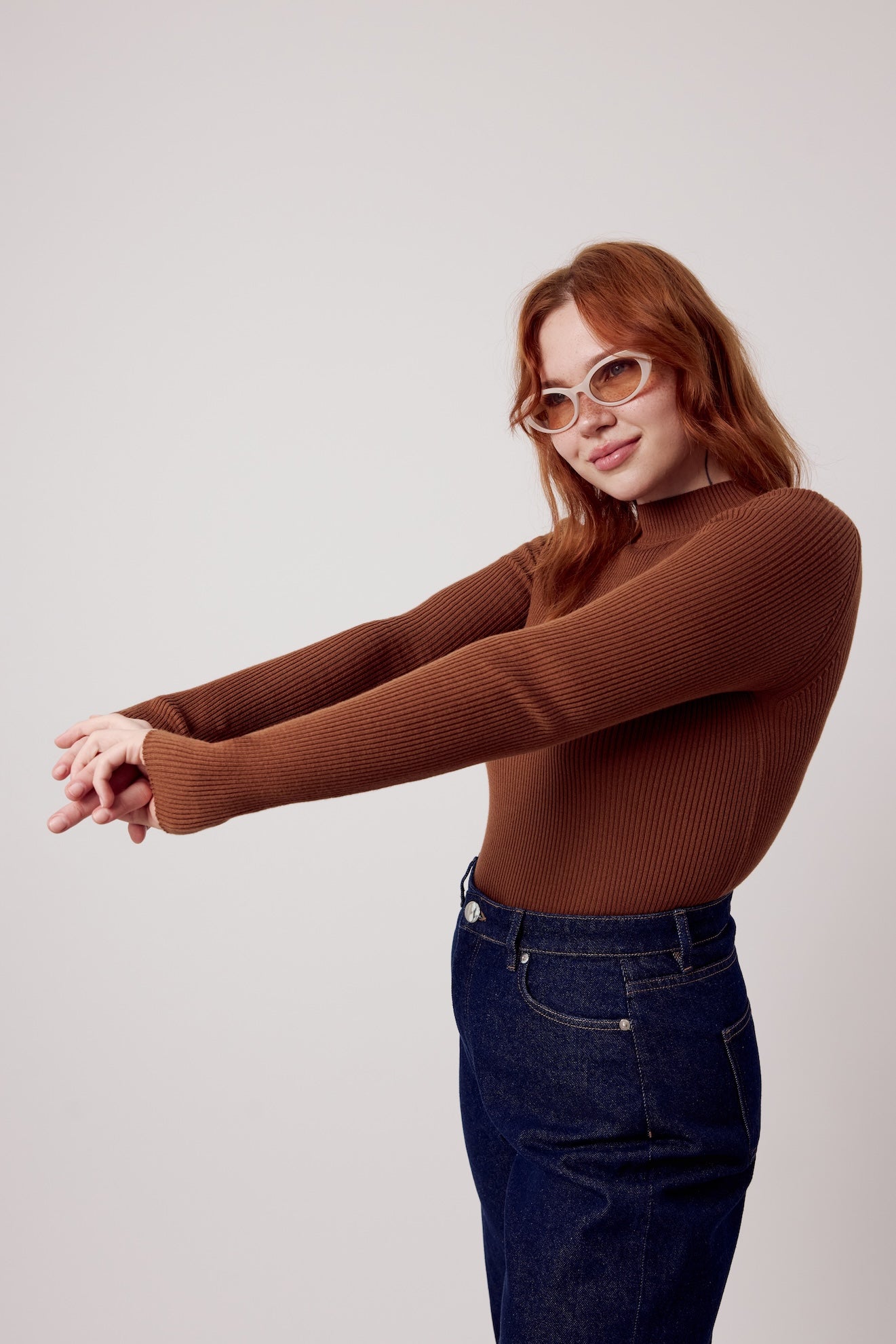 Mona Fine Knit Mock Neck Cinnamon