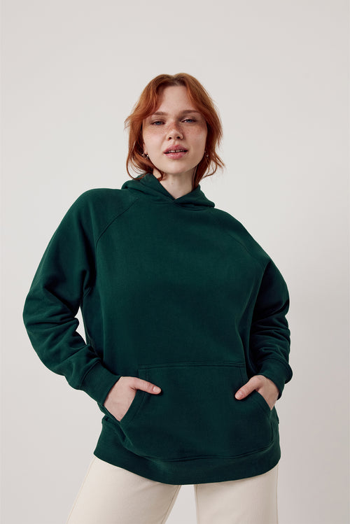 Agi Organic Cotton Hoodie Dark Green