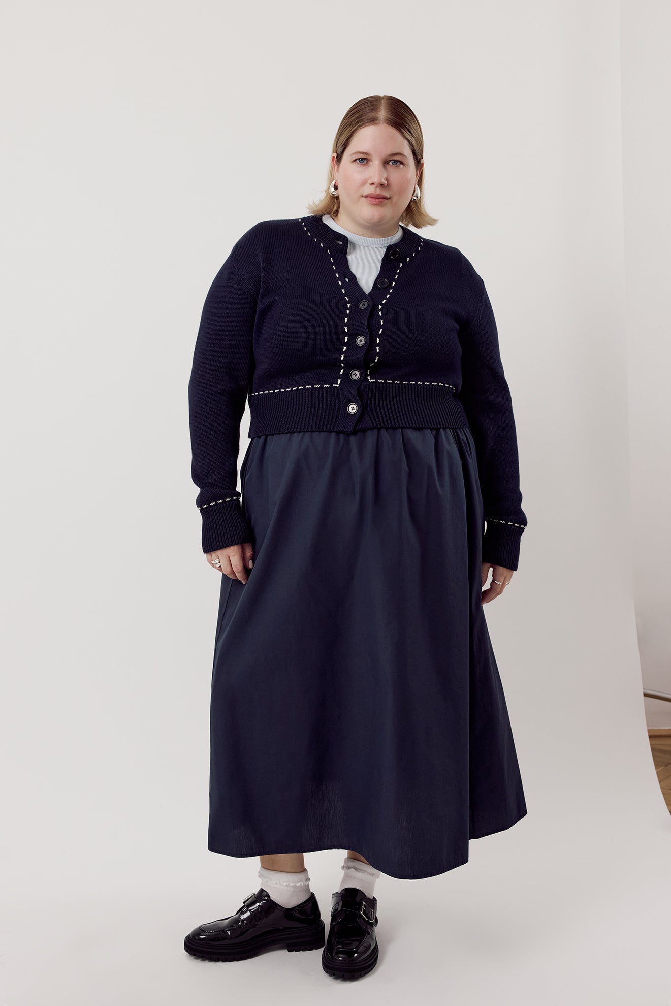 Chiara Organic Cotton Skirt Dark Navy