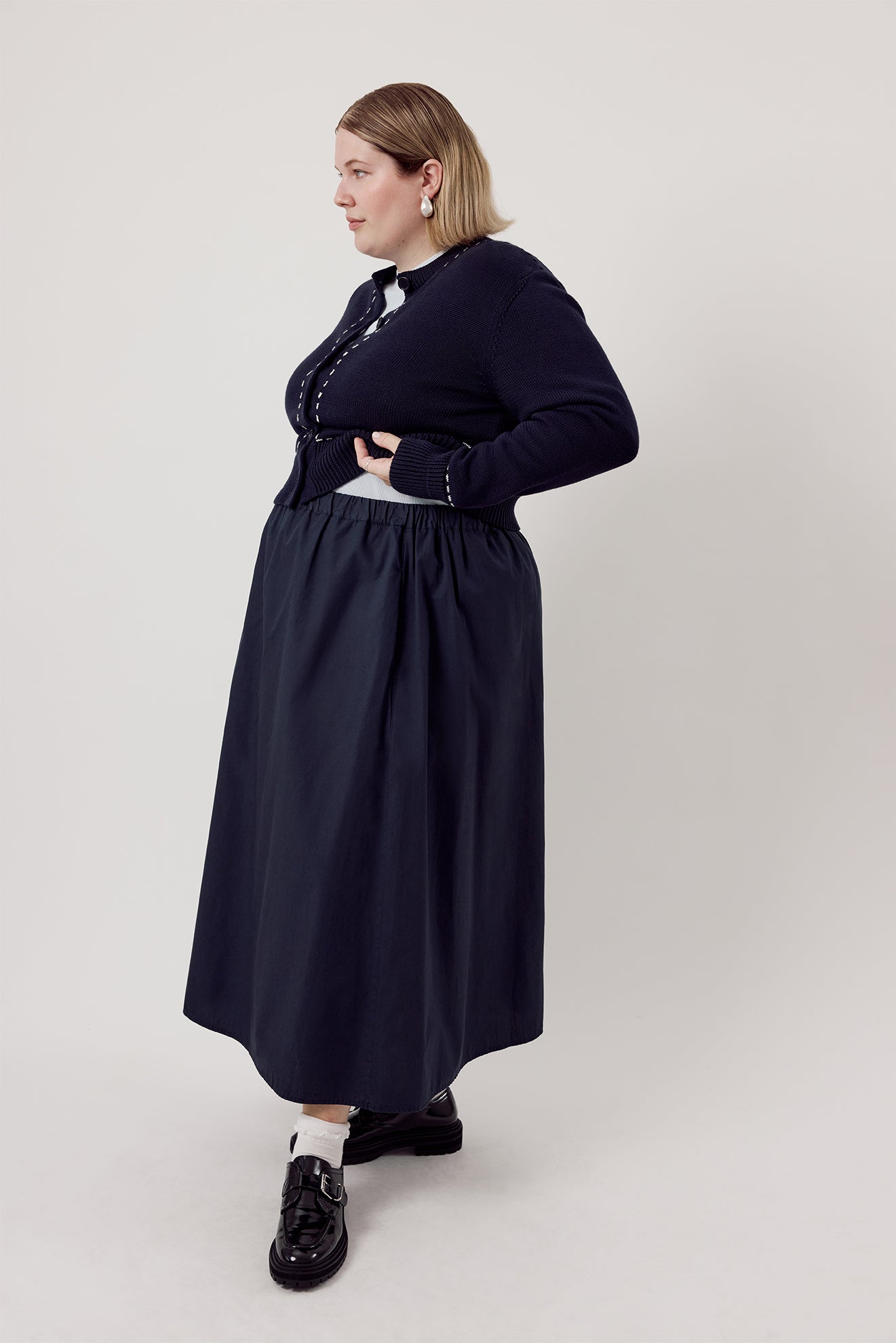 Chiara Organic Cotton Skirt Dark Navy