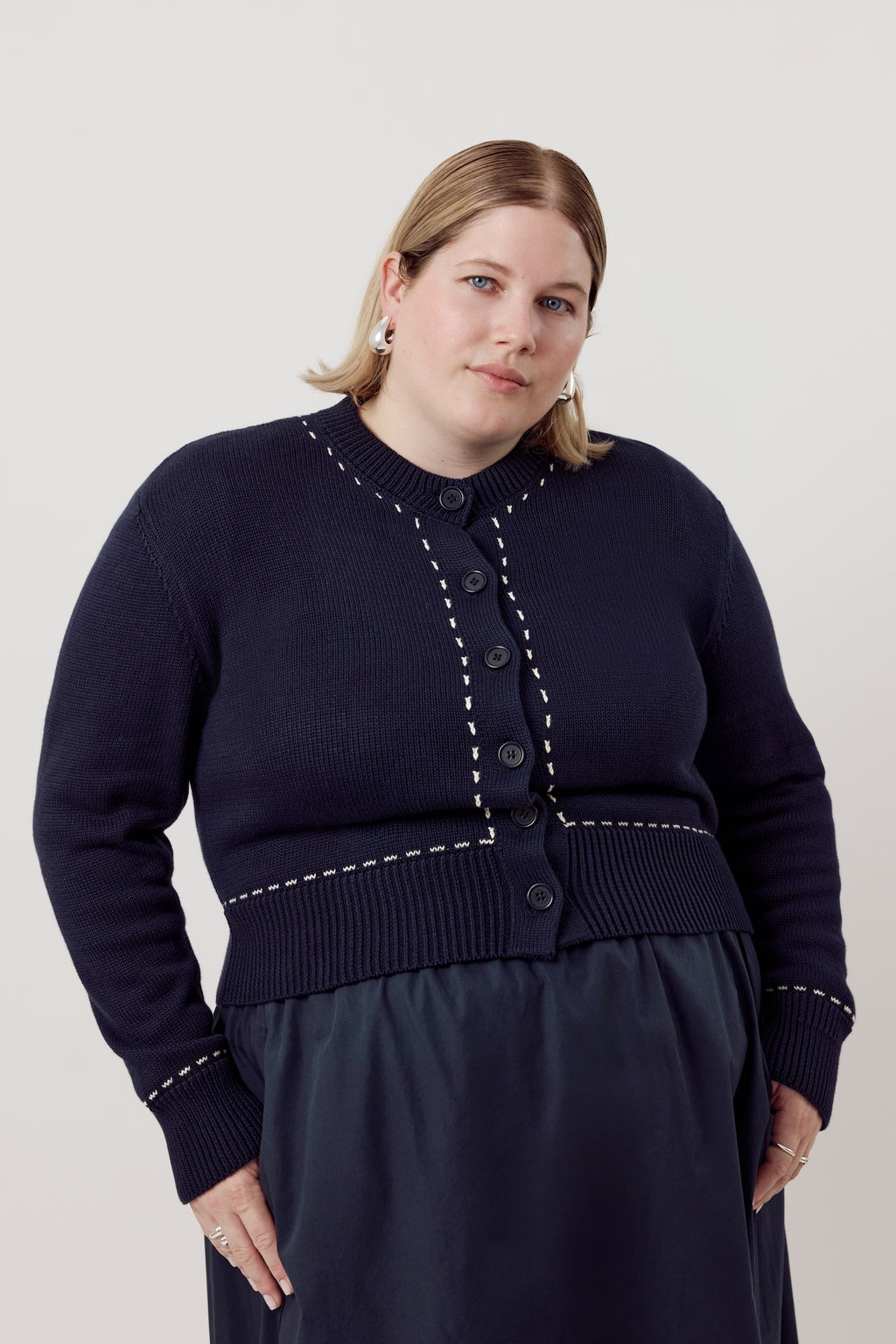 Louie Organic Cotton Cardigan Dark Navy