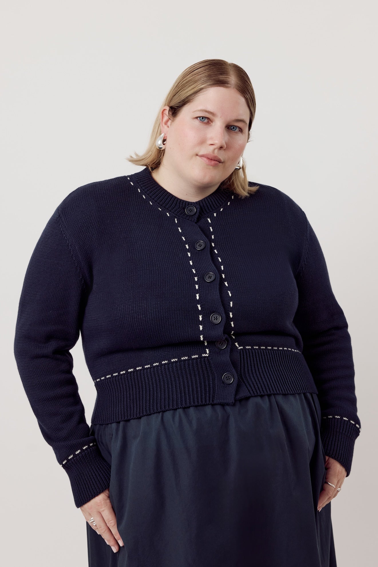 Louie Organic Cotton Cardigan Dark Navy