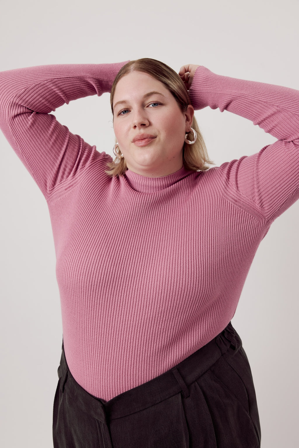 Mona Fine Knit Mock Neck Dusty Bloom