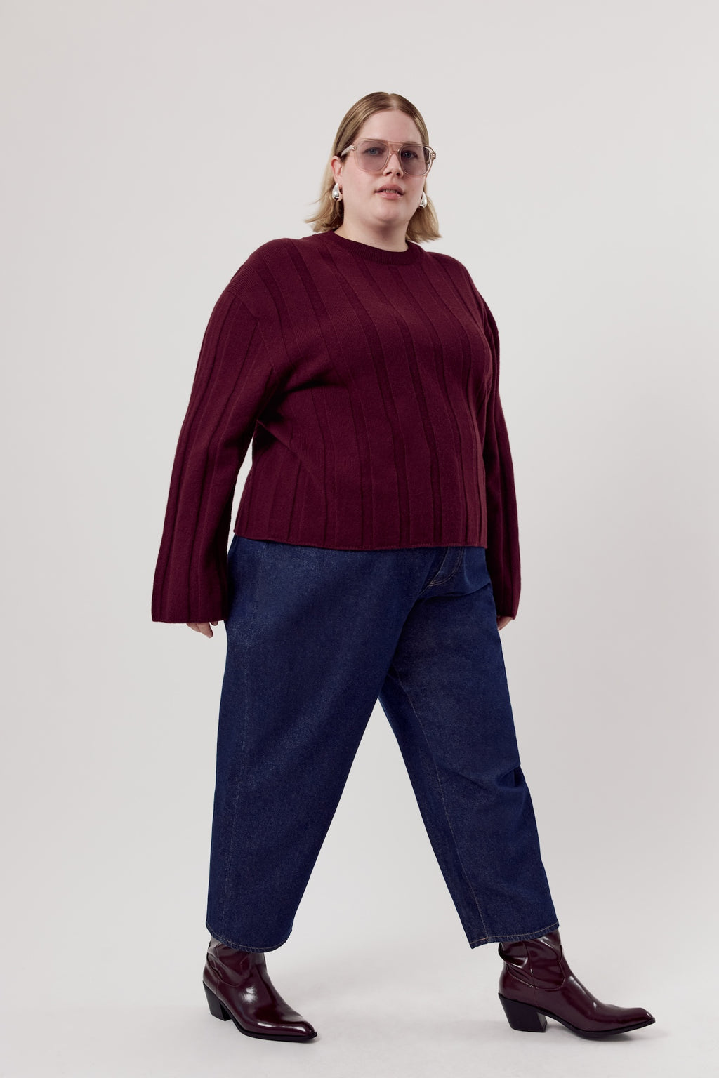 Barrel Leg High Waist Jeans Dark Blue