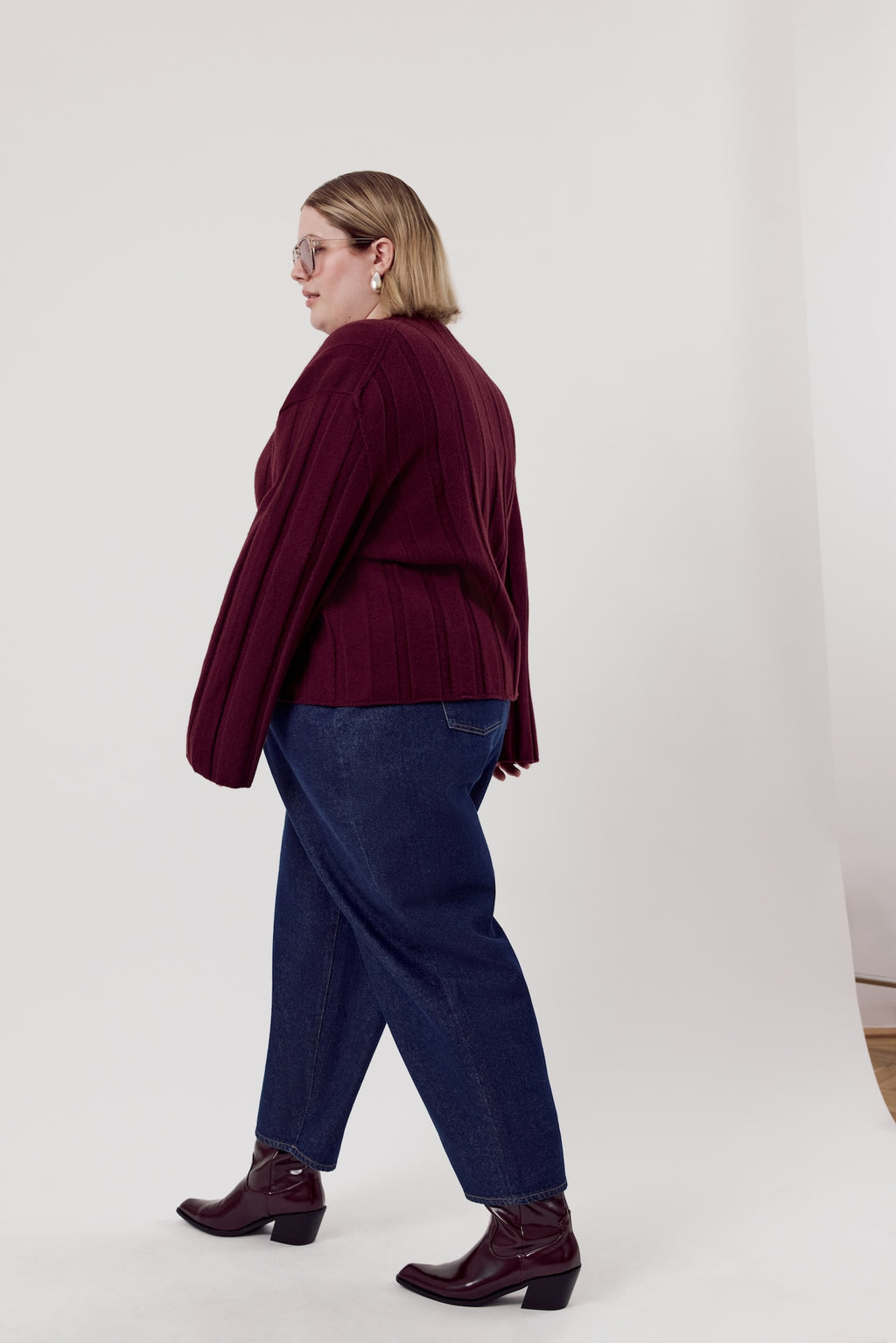 Barrel Leg High Waist Jeans Dark Blue