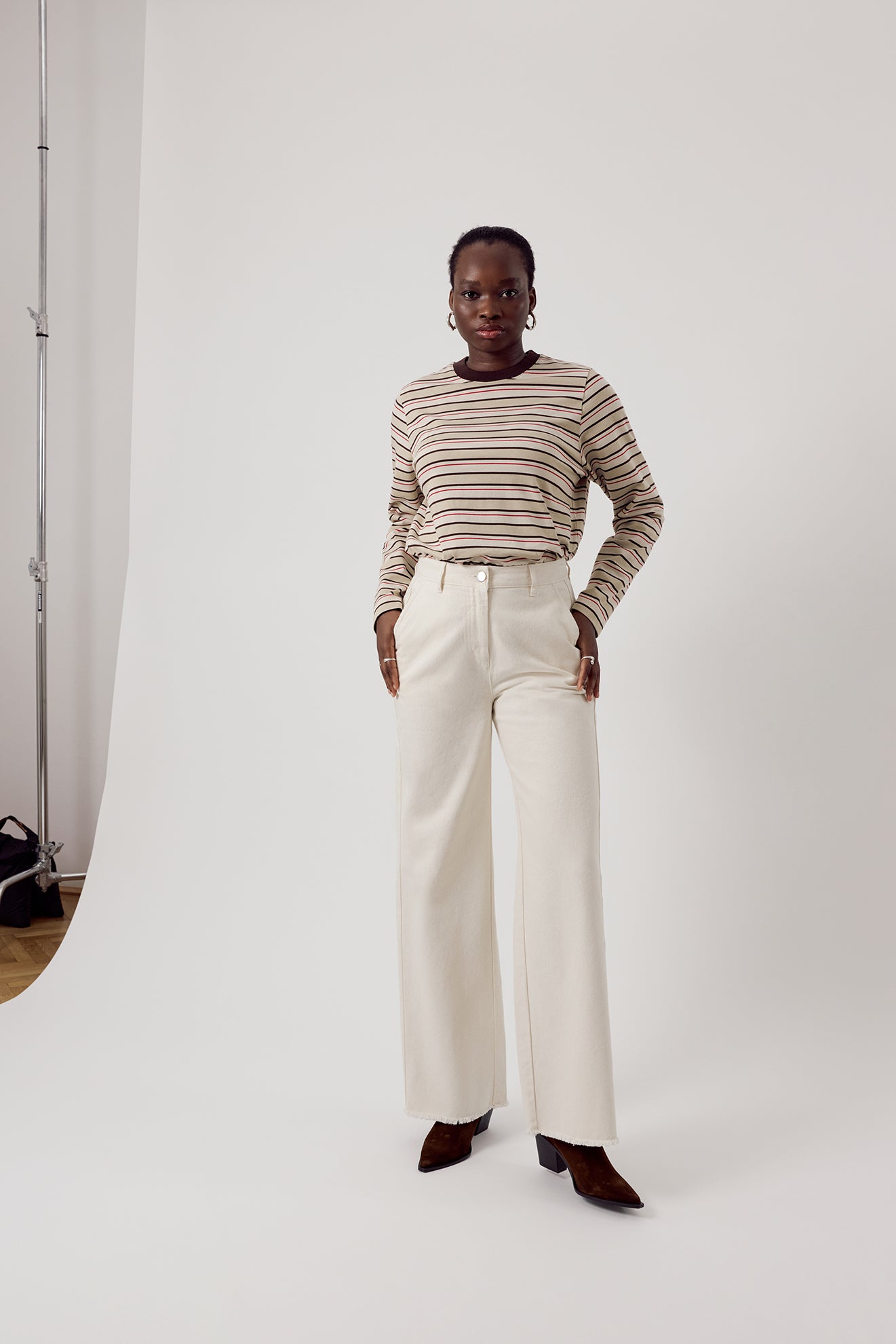 Basic Wide Leg Jeans Ecru